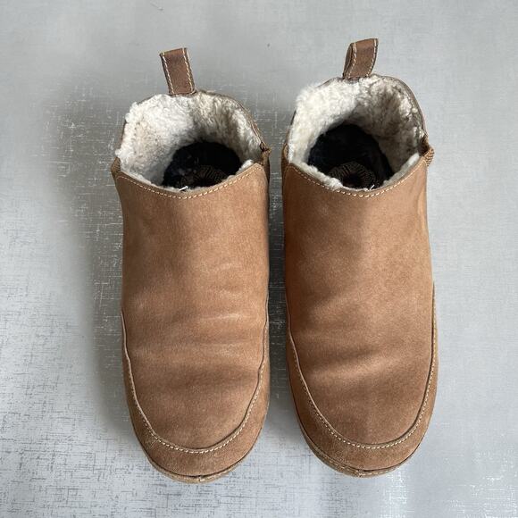 OluKai Olani Women’s 6 Brown Suede Soft Shearling Slippers House Shoes Booties - Picture 3 of 11